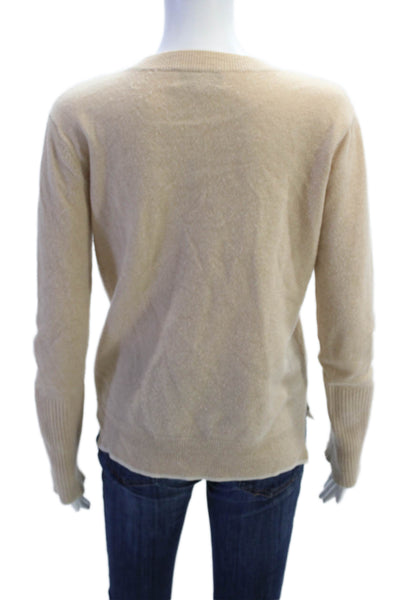 La Ligne Womens Wool Blend Knit V-Neck Pullover Sweater Top Beige Size XS