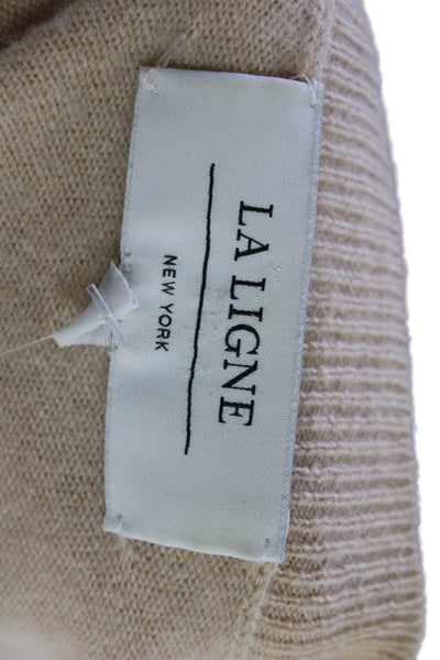 La Ligne Womens Wool Blend Knit V-Neck Pullover Sweater Top Beige Size XS