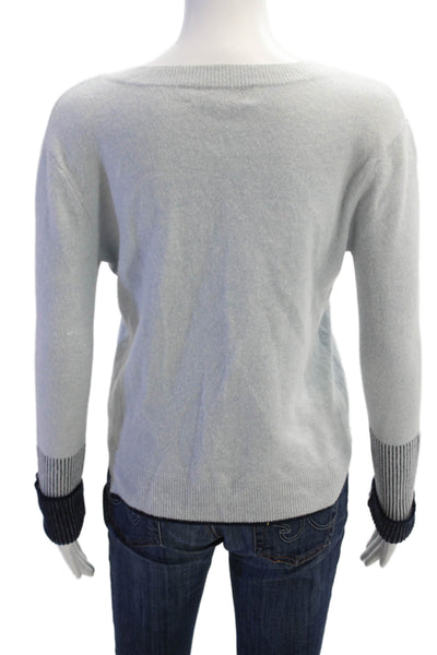 La Ligne Womens Wool Blend Knit V-Neck Pullover Sweater Top Blue Size XS