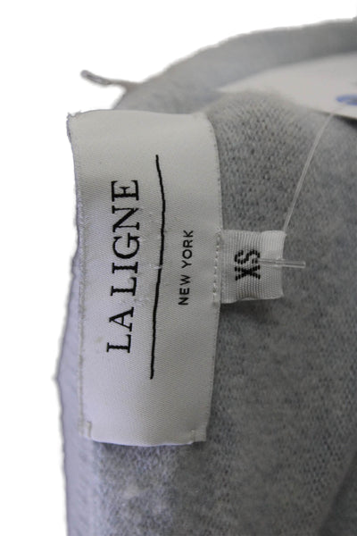 La Ligne Womens Wool Blend Knit V-Neck Pullover Sweater Top Blue Size XS