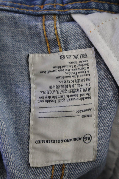 AG Womens Cotton Collared Medium Wash Button Up Denim Jacket Blue Size XS