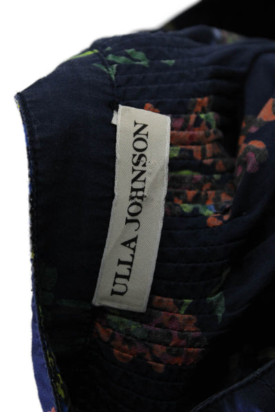 Ulla Johnson Womens Cotton Floral Short Sleeve Blouse Top Navy Size 0