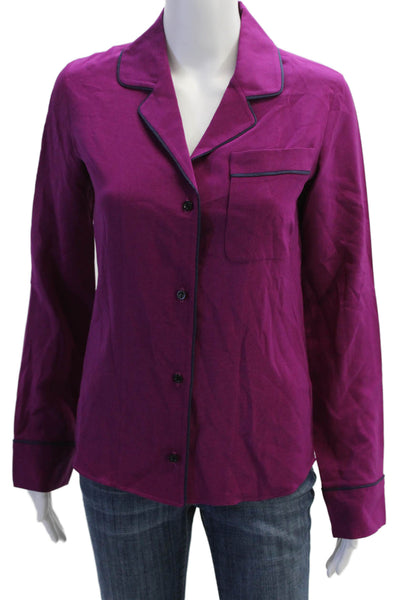Martin Grant Womens Silk Collared Button Up Blouse Top Purple Size 34