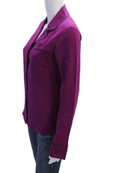 Martin Grant Womens Silk Collared Button Up Blouse Top Purple Size 34