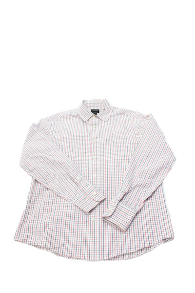 Crewcuts Boys Cotton Grid Print Collared Button Up Shirt White Size 16