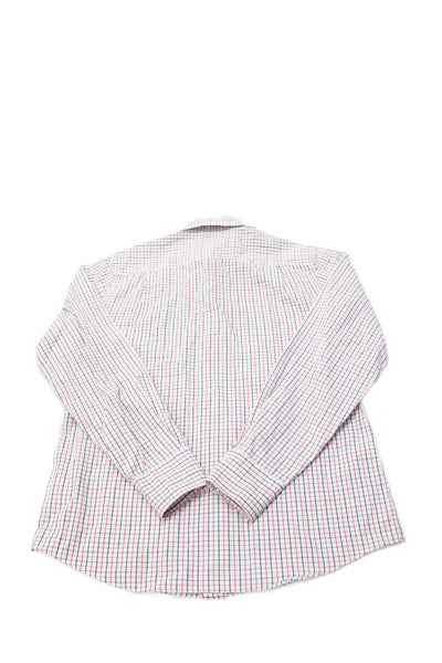 Crewcuts Boys Cotton Grid Print Collared Button Up Shirt White Size 16
