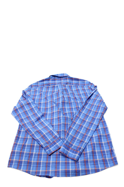 Vineyard Vines Boys Plaid Collared Long Sleeve Button Up Shirt Blue Size XL