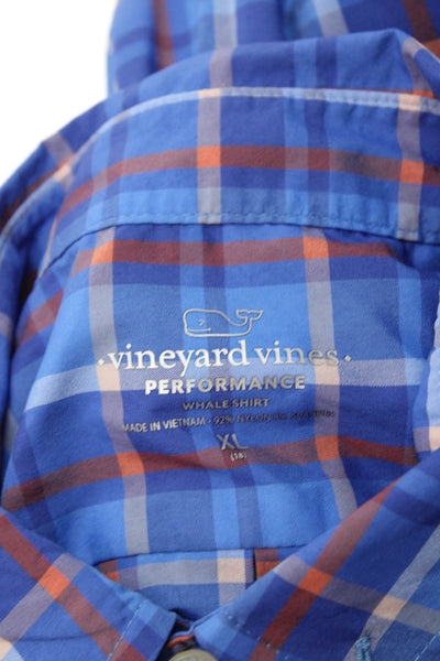 Vineyard Vines Boys Plaid Collared Long Sleeve Button Up Shirt Blue Size XL