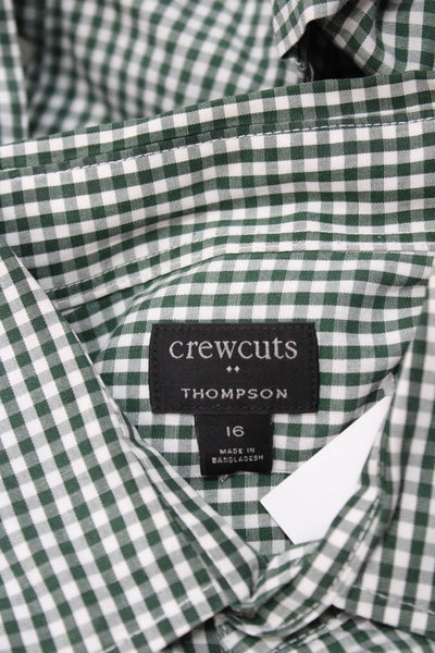 Crewcuts Boys Cotton Collared Check Print Button Up Shirt Green Size 16