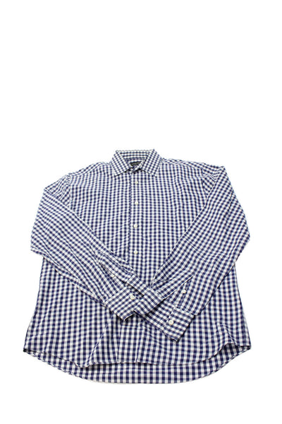 Crewcuts Boys Cotton Check Print Long Sleeve Button Up Shirt Blue Size 16