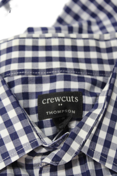 Crewcuts Boys Cotton Check Print Long Sleeve Button Up Shirt Blue Size 16