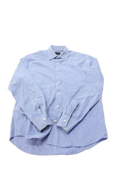 Crewcuts Boys Cotton Collared Check Print Button Up Shirt Blue Size 16