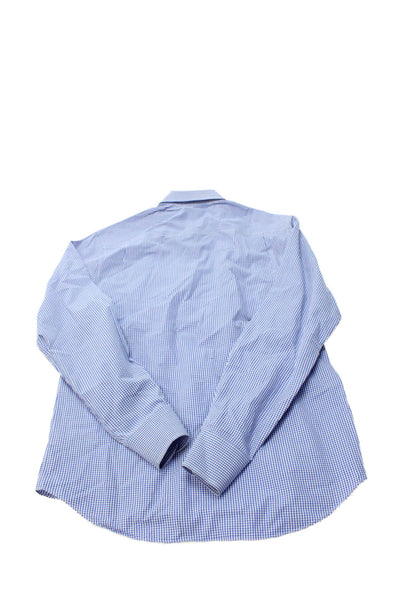 Crewcuts Boys Cotton Collared Check Print Button Up Shirt Blue Size 16