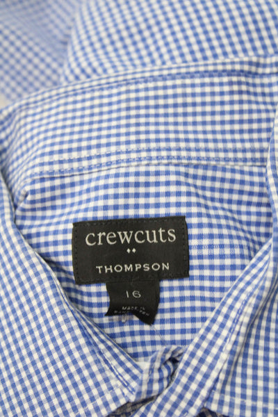 Crewcuts Boys Cotton Collared Check Print Button Up Shirt Blue Size 16