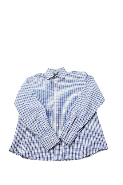 Crewcuts Boys Cotton Plaid Collared Button Up Shirt Navy Size 16