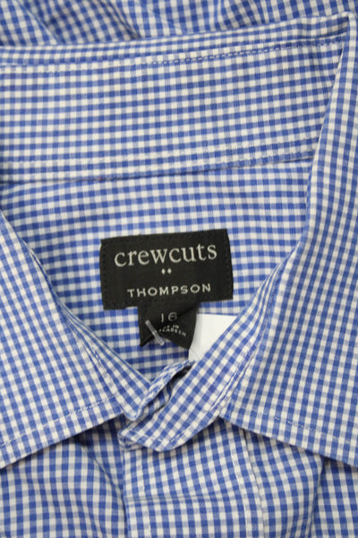 Crewcuts Boys Cotton Checkered Collared Button Up Shirt Blue Size 16