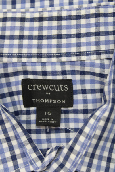 Crewcuts Boys Cotton Plaid Collared Button Up Shirt White Size 16