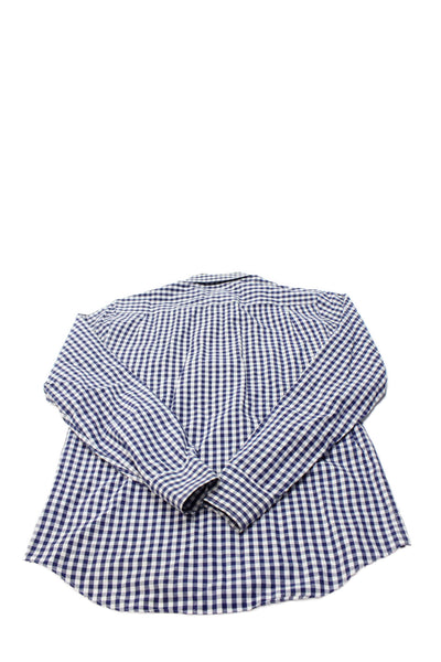 Crewcuts Boys Cotton Collared Check Print Button Up Shirt Navy Size 16