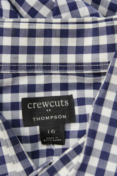 Crewcuts Boys Cotton Collared Check Print Button Up Shirt Navy Size 16