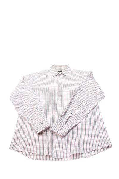 Crewcuts Boys Cotton Grid Print Collared Button Up Shirt Red Size 16