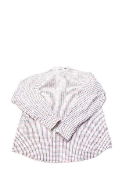 Crewcuts Boys Cotton Grid Print Collared Button Up Shirt Red Size 16