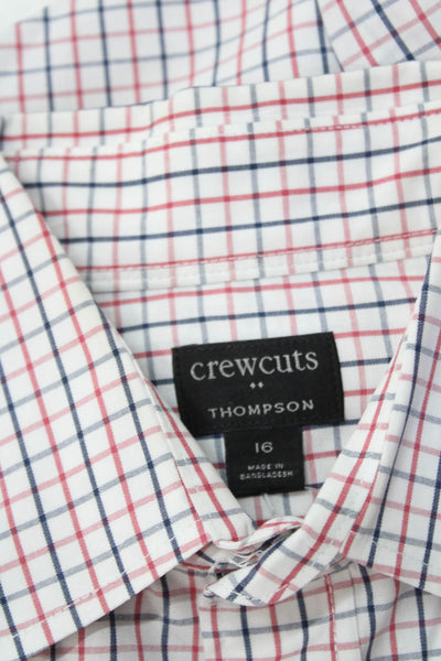 Crewcuts Boys Cotton Grid Print Collared Button Up Shirt Red Size 16
