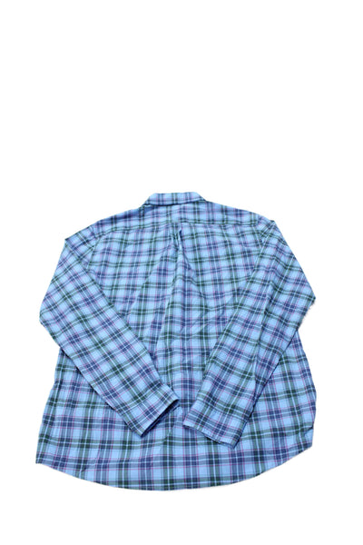 Vineyard Vines Boys Plaid Collared Long Sleeve Button Up Shirt Green Size XL