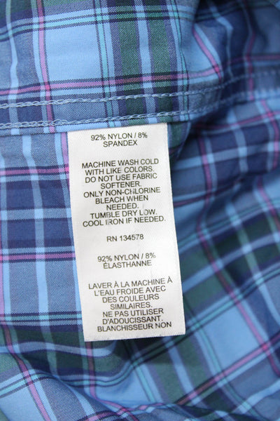 Vineyard Vines Boys Plaid Collared Long Sleeve Button Up Shirt Green Size XL