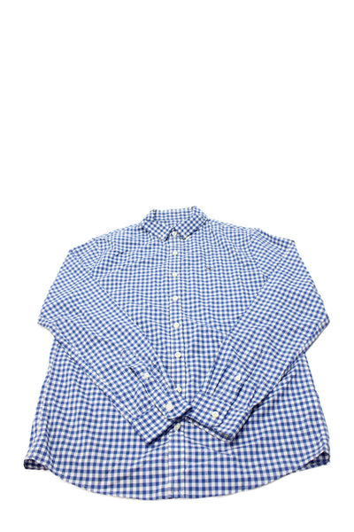 Vineyard Vines Boys Checkered Collared Long Sleeve Button Up Shirt Navy Size XL