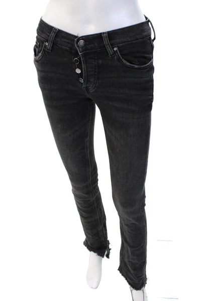 Anine Bing Women Black Skinny Jeans Mid-Rise 99% Cotton Size 24