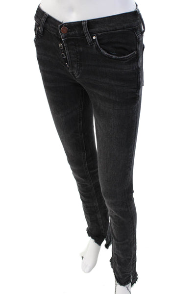 Anine Bing Women Black Skinny Jeans Mid-Rise 99% Cotton Size 24