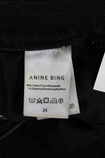 Anine Bing Women Black Skinny Jeans Mid-Rise 99% Cotton Size 24