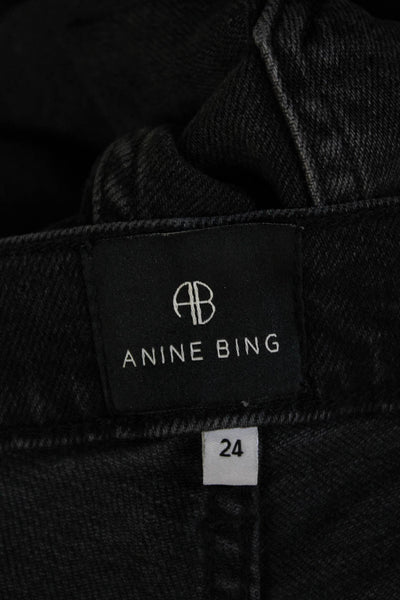 Anine Bing Women Black Skinny Jeans Mid-Rise 99% Cotton Size 24