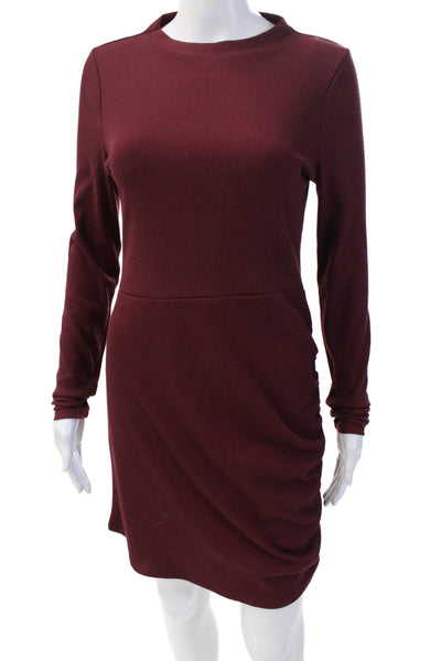 Lovers + Friends Women's Long Sleeves Ruched Mini Dress Burgundy Size S