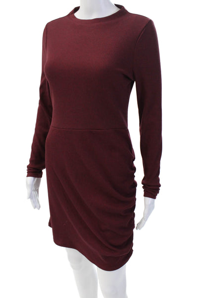 Lovers + Friends Women's Long Sleeves Ruched Mini Dress Burgundy Size S