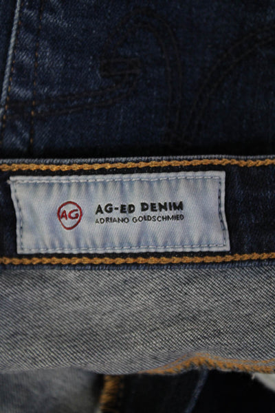 AG Women Ankle Skinny Jeans Dark Blue Mid-Rise Button Size 25