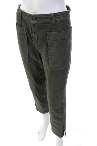 Something Navy Women's Button Fly Straight Leg Ankle Pants Green Size 4