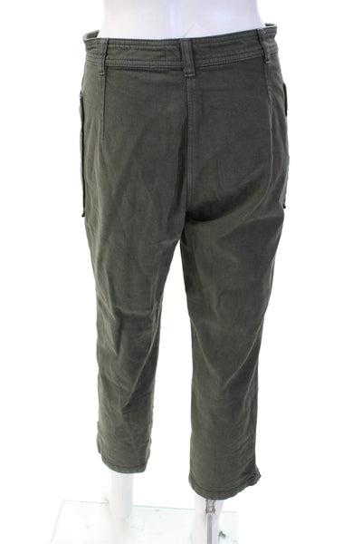Something Navy Women's Button Fly Straight Leg Ankle Pants Green Size 4