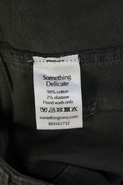 Something Navy Women's Button Fly Straight Leg Ankle Pants Green Size 4