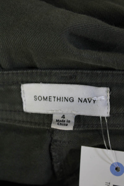 Something Navy Women's Button Fly Straight Leg Ankle Pants Green Size 4