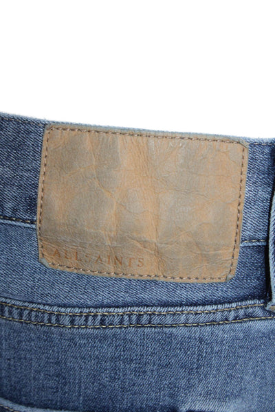 Allsaints Mens Blue Straight Tapered Jeans Mid Rise Size 34