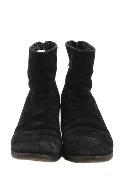 Marsell Women's Leather Round Toe Zip Closure Ankle Boots Black Size 36