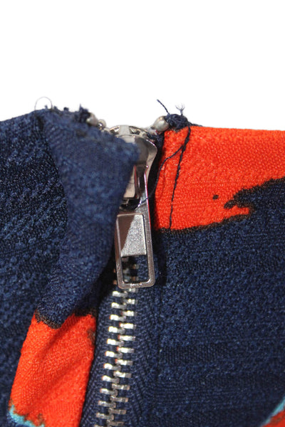 Lucy Paris Womens Floral Print Zip Back Spaghetti Strap Top Navy Orange Size XS