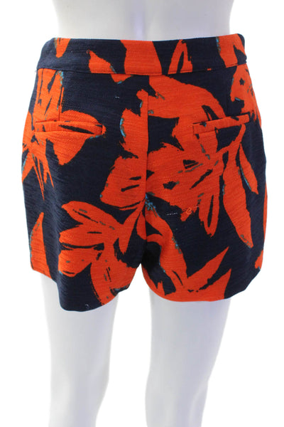 Lucy Paris Womens Floral Print Zip Side Short Shorts Navy Blue Orange Size XS