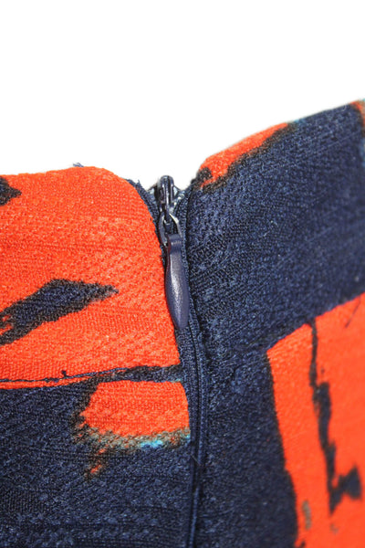 Lucy Paris Womens Floral Print Zip Side Short Shorts Navy Blue Orange Size XS