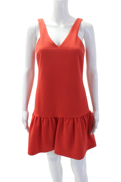 Trina Turk Womens Textured Print Sleeveless Drop Waist Mini Dress Red Size 2