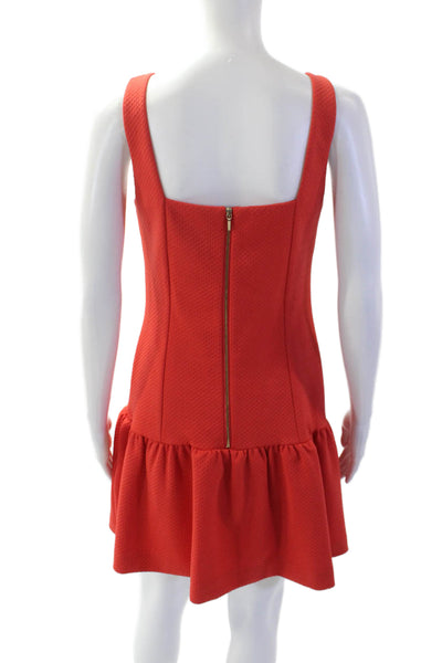 Trina Turk Womens Textured Print Sleeveless Drop Waist Mini Dress Red Size 2