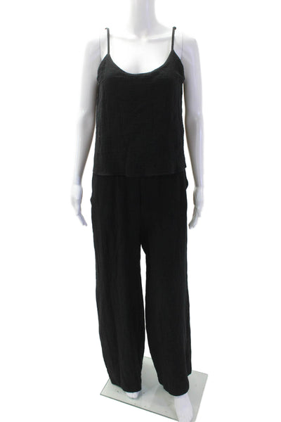 Drew Women's Scoop Neck Spaghetti Straps Wide Leg Jumpsuit Black Size S