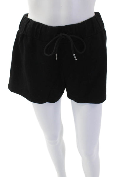 Designer Women's Elastic Drawstring Waist Casual Shorts Black Size XS