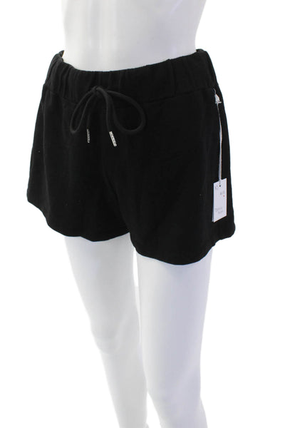 Designer Women's Elastic Drawstring Waist Casual Shorts Black Size XS